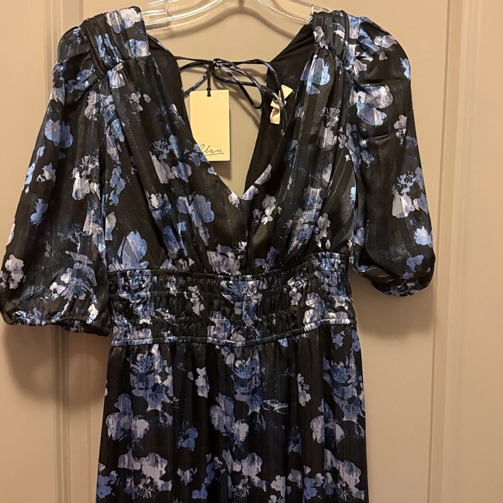 Floral Black and Blue Maxi Dress